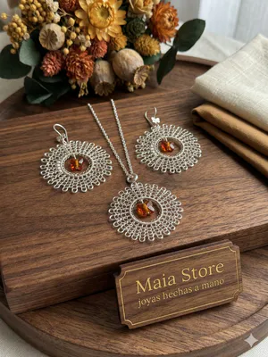 Juego Aro Vertical Mariposa Swarovski Naranja