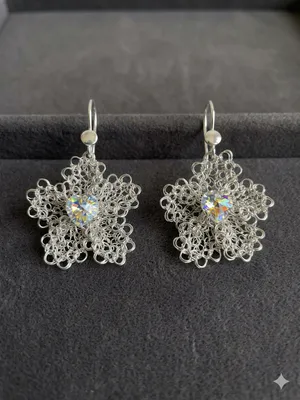 Aretes Flor de Plata Swarovski Modelo 1