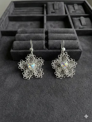 Aretes Flor de Plata Swarovski Modelo 1