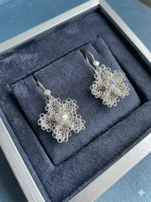 Aretes Flor de Plata Swarovski Modelo 1